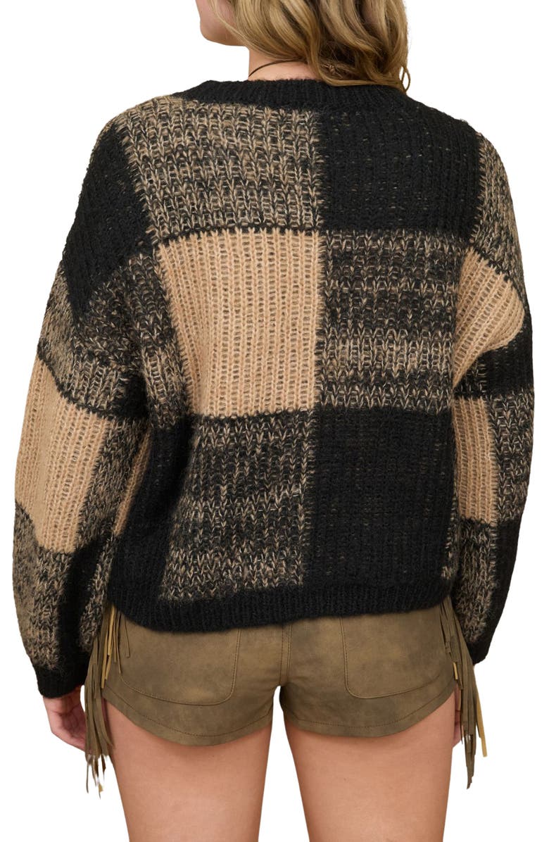 Blu Pepper Colorblock Check Sweater, Alternate, color, Black