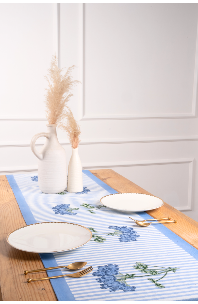 Inner Child Blue Hydrangea Tablerunner, Alternate, color, Blue