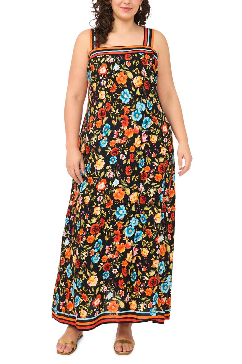 Floral Maxi Dress, Main, color, RICH BLACK