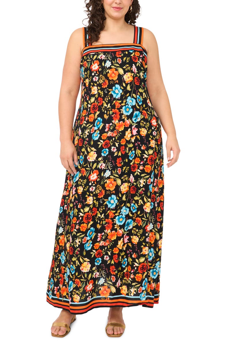 Vince Camuto Floral Maxi Dress, Main, color, Rich Black