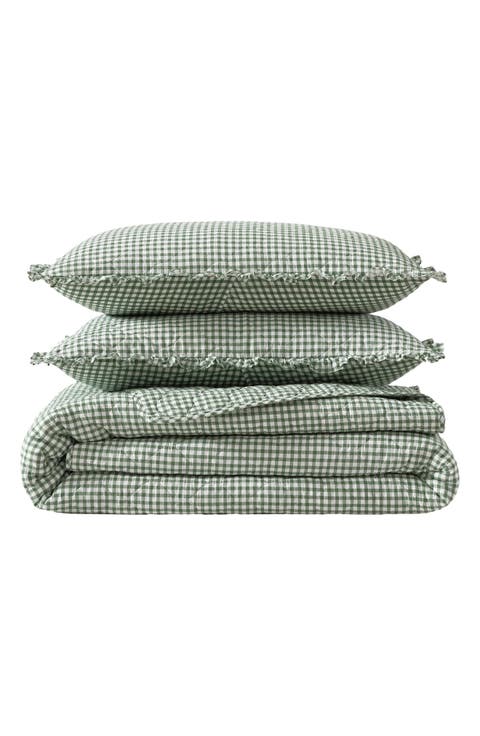 Gracies Gingham Cotton Quilt & Sham Set
