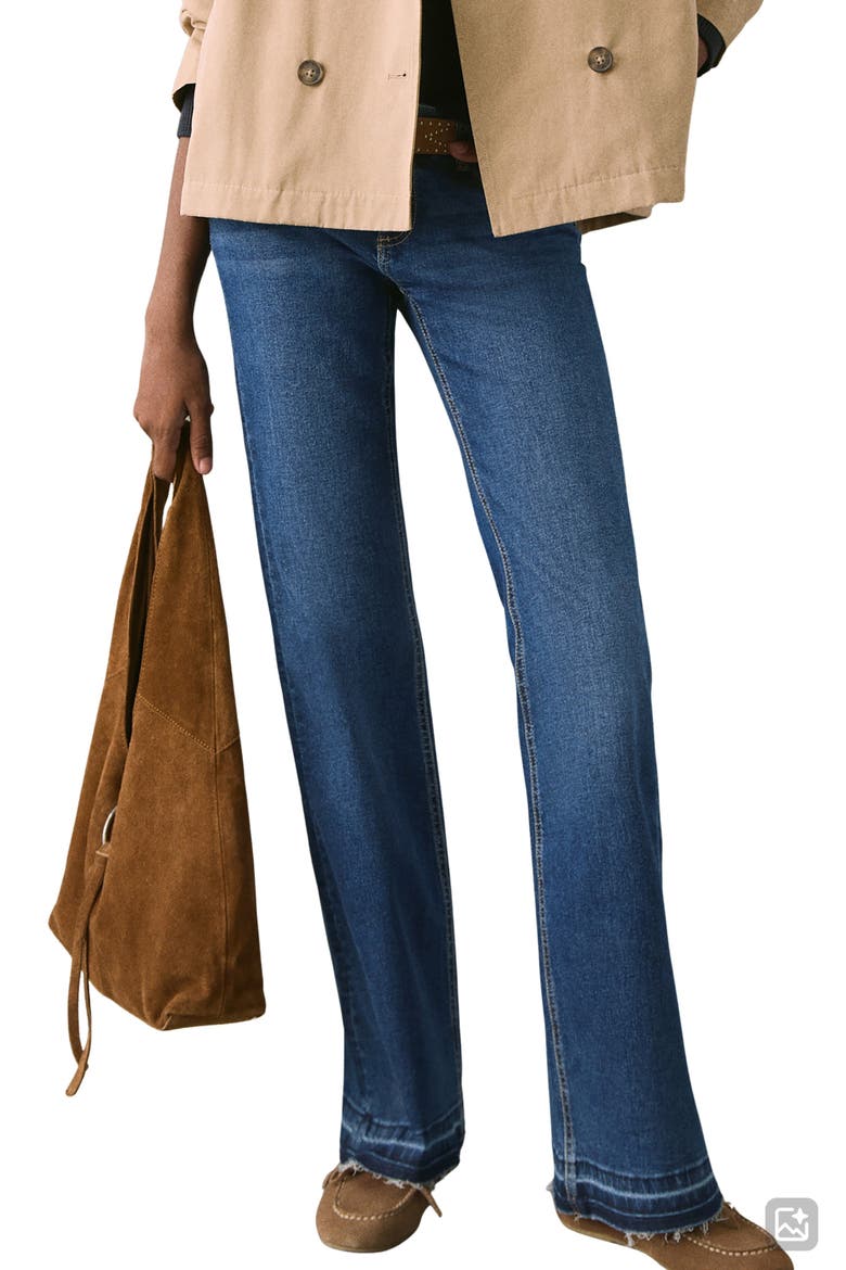 Release Hem Low Rise Flare Jeans, Main, color, DARK BLUE