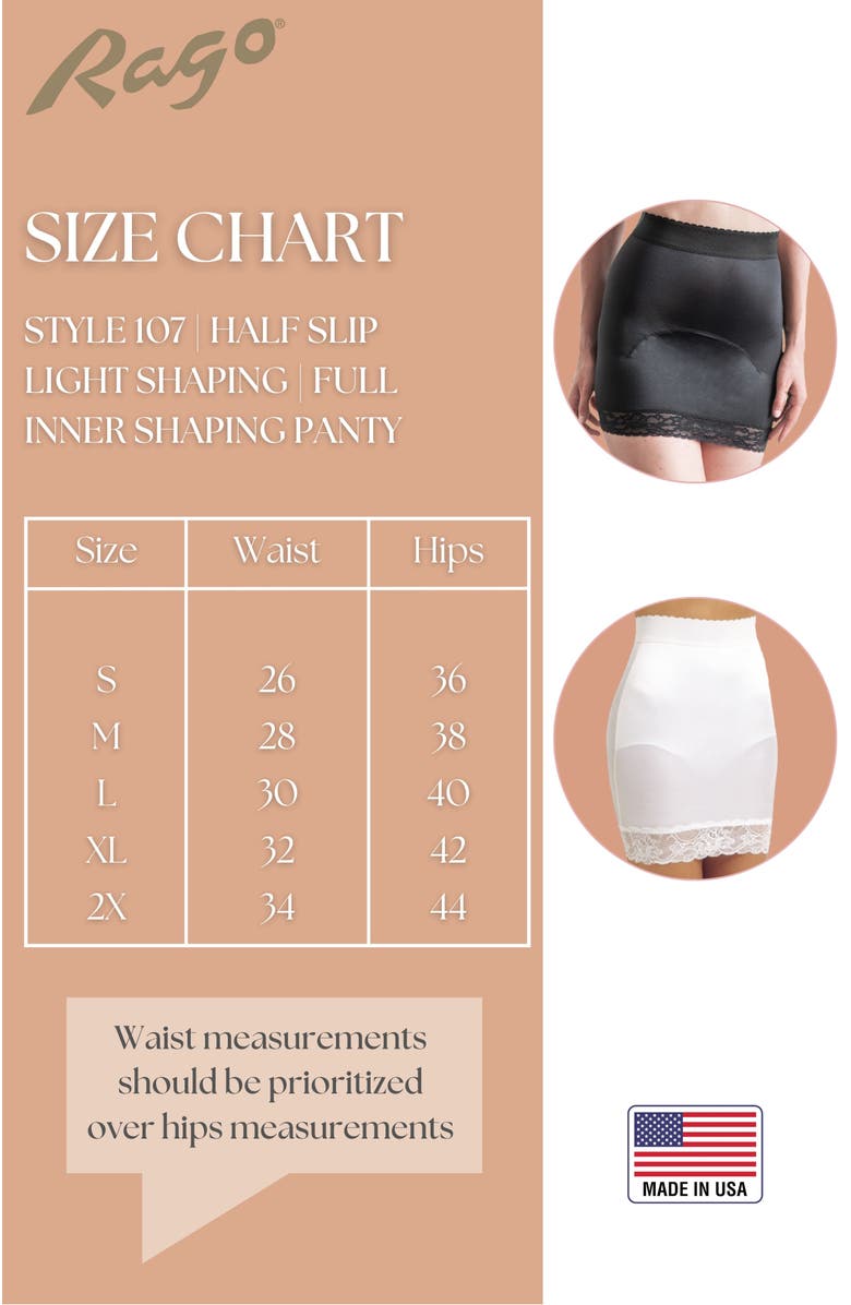 Rago Light Shaping Half Slip With Full Inner Shaping Panty, Alternate, color, Black