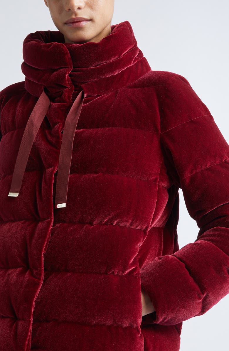 Herno Stretch Velvet Down Puffer Jacket, Alternate, color, Bordeaux