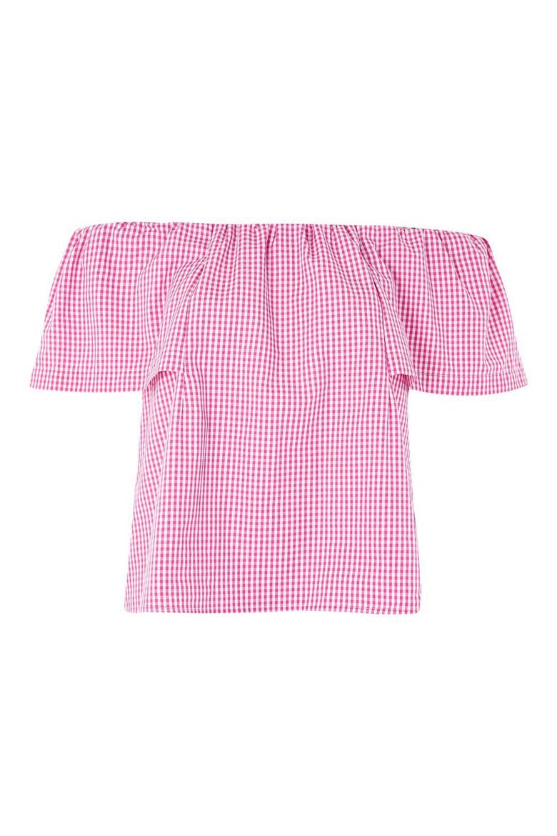 Maggie Bardot Gingham Top, Alternate, color, PINK MULTI