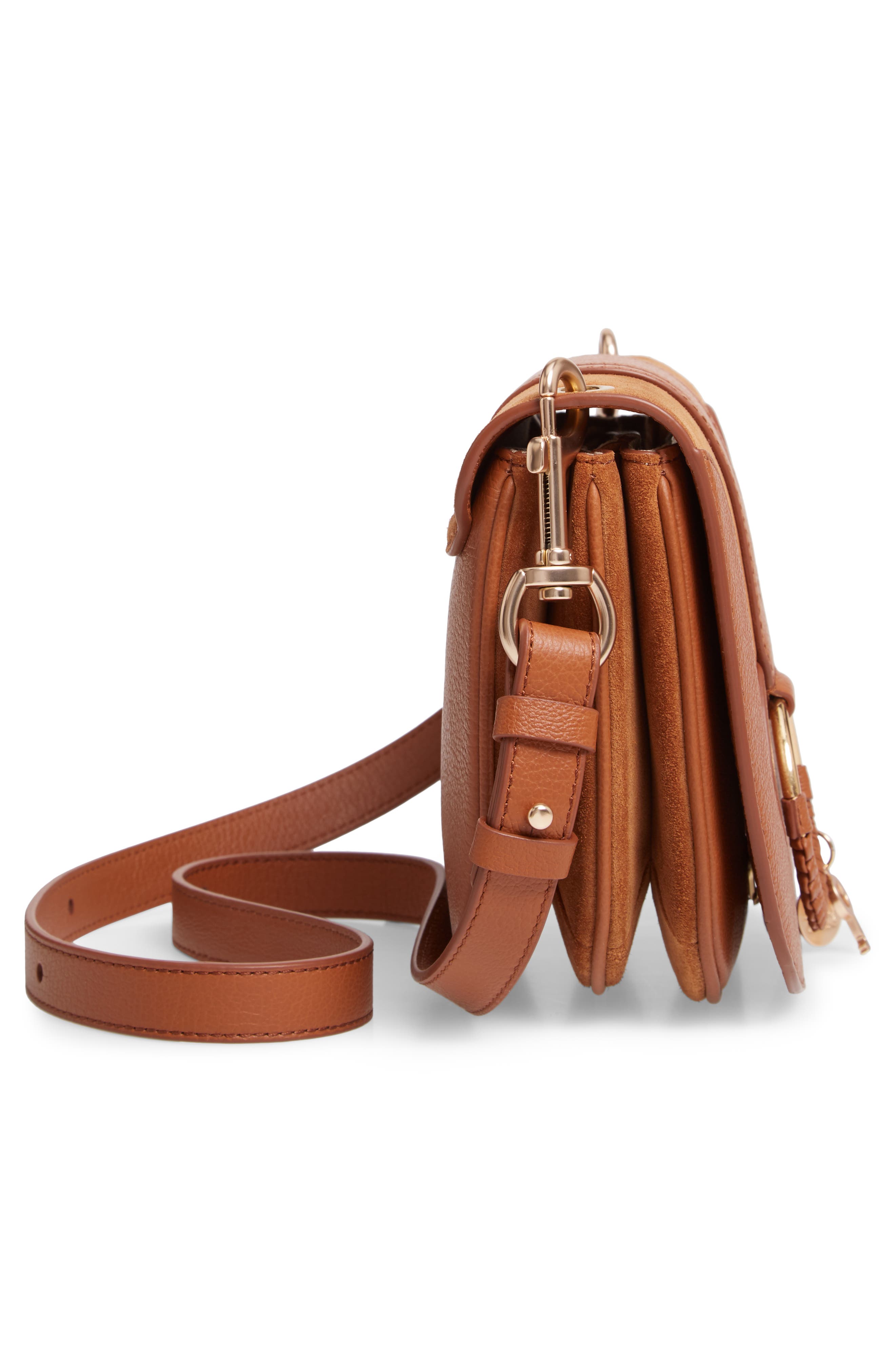 See by Chloé Hana Suede & Leather Shoulder Bag, Alternate, color, Caramello