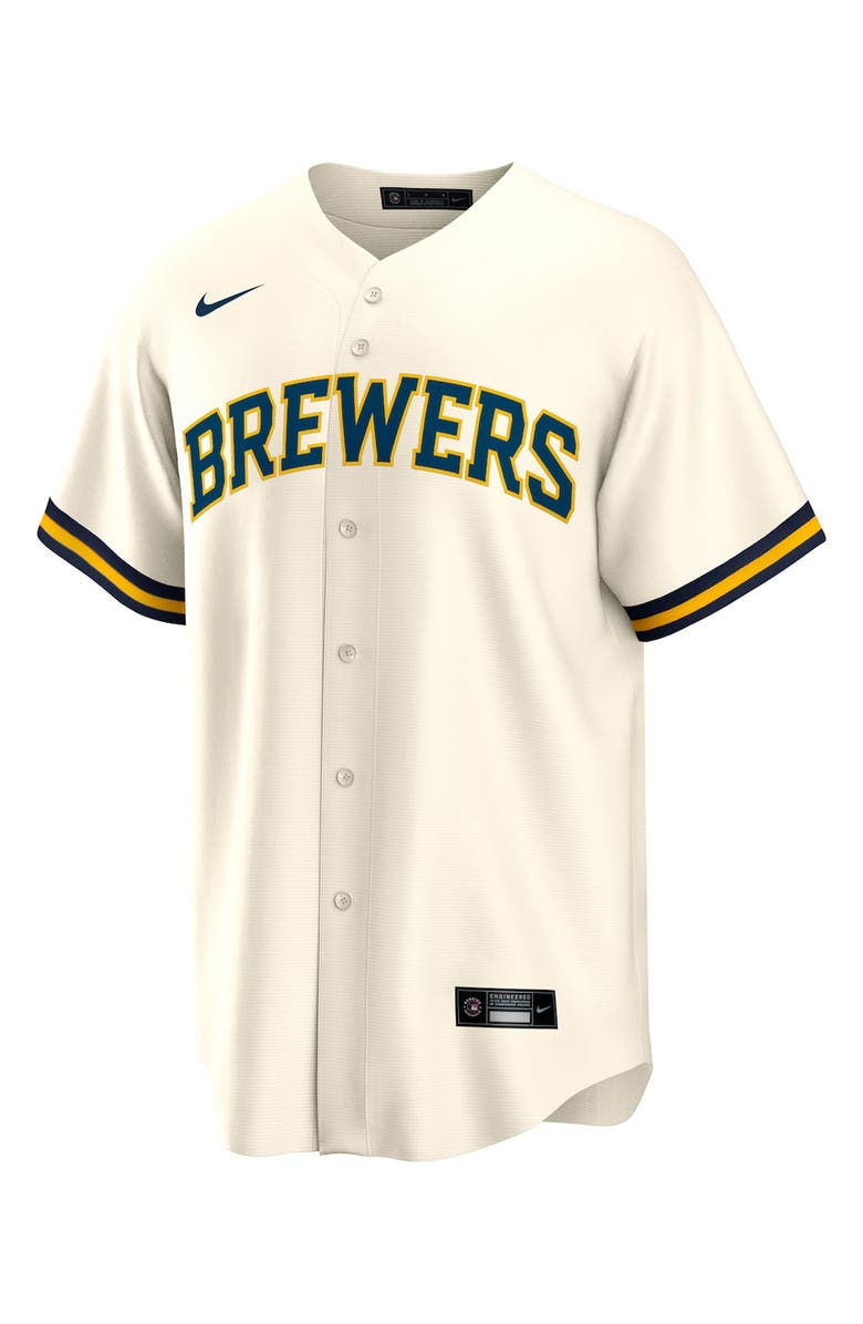 Nike Men's Nike Cream Milwaukee Brewers Home Blank Replica Jersey, Main, color, 
