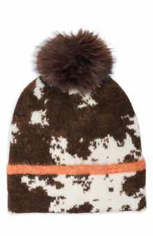 Knit Beanie with Faux Fur Pompom