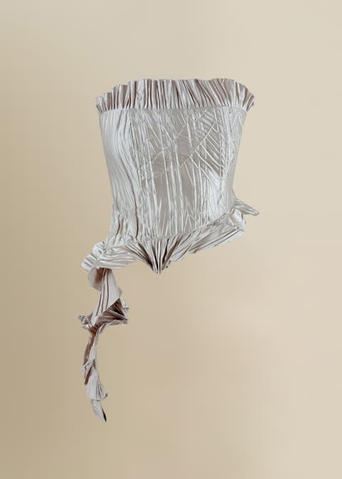 Le Fay Raw-Edged Pleated Satin Ruffled Top