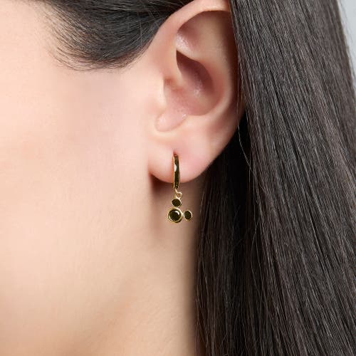 Disney Minnie Mouse Black Enamel Hoop Earrings In Metallic