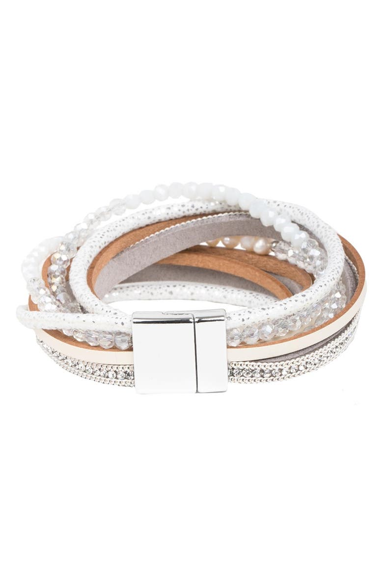 SAACHI Freshwater Pearl Multistrand Wrap Bracelet, Alternate, color, White