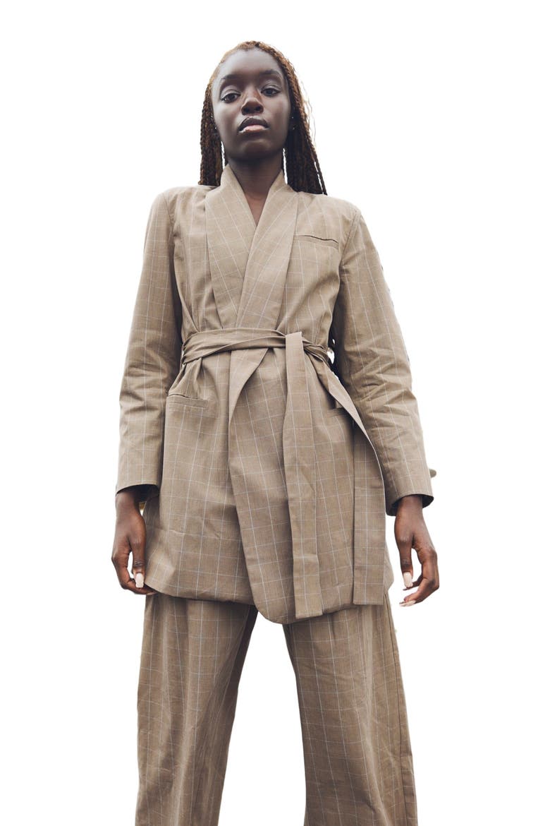 Blazer With Waist Tie, Alternate, color, Coco Check