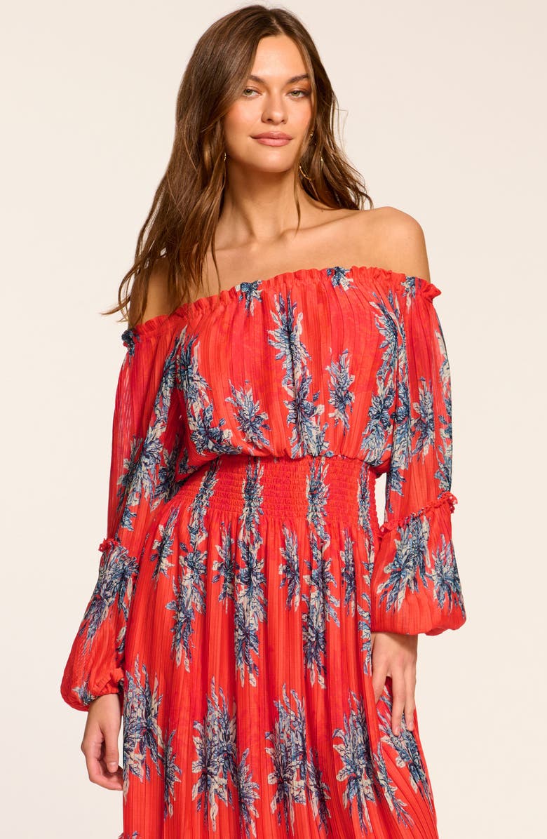 Ramy Brook Alyce Floral Off the Shoulder Long Sleeve Dress, Alternate, color, 