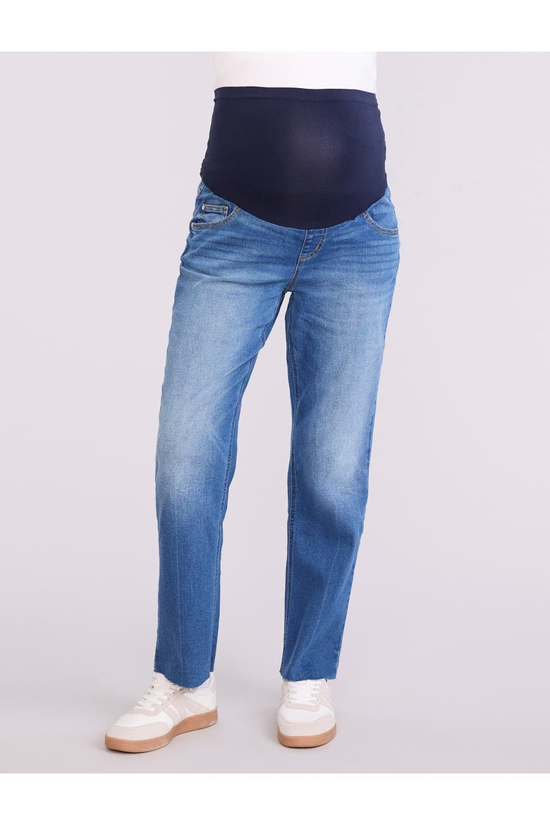Secret Fit Over the Bump Straight Leg Maternity Denim Jeans, Main, color, Medium Wash Jean