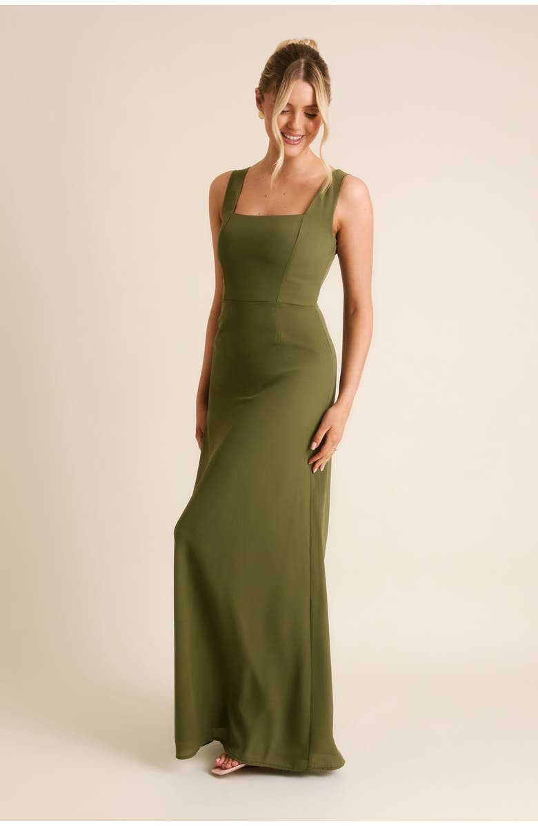 Six Stories Square Neck Chiffon Bridesmaid Dress, Alternate, color,