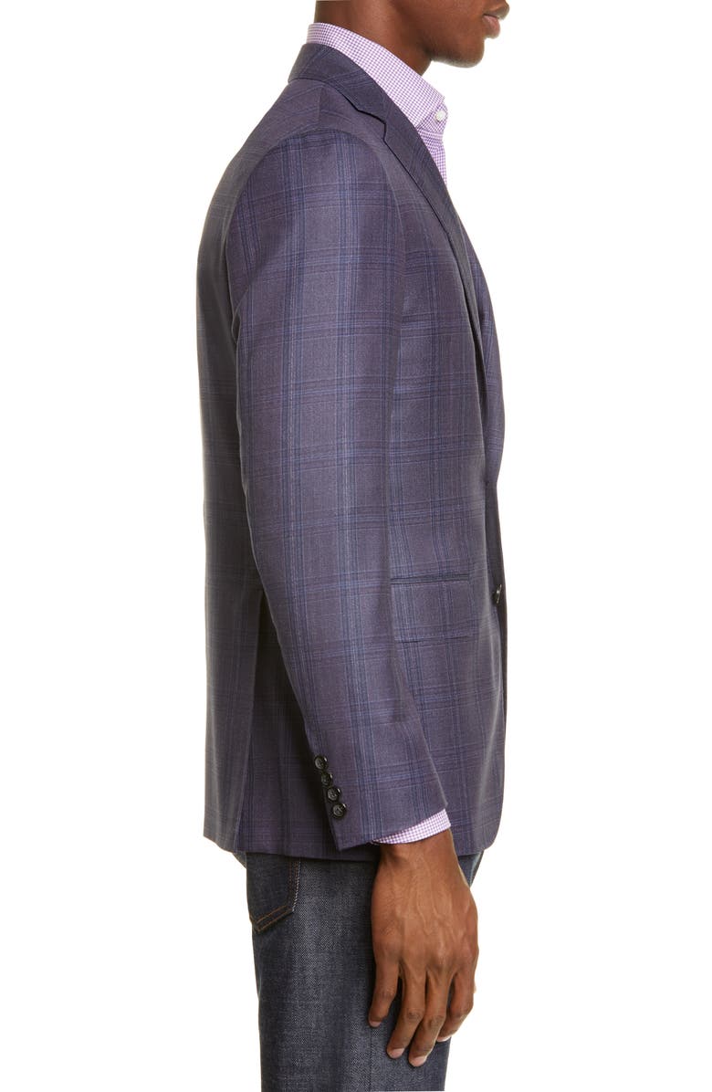 Canali Kei Trim Fit Plaid Wool Sport Coat, Alternate, color, 