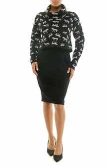 Nina Leonard Cowl Neck Long Sleeve Sweater Dress