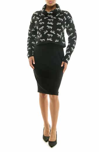 Nina Leonard Cowl Neck Long Sleeve Sweater Dress
