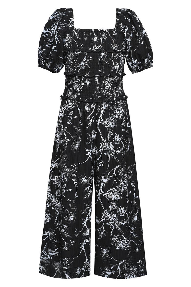 Kids' Print Jumpsuit, Main, color, BLACK WHITE FLORAL