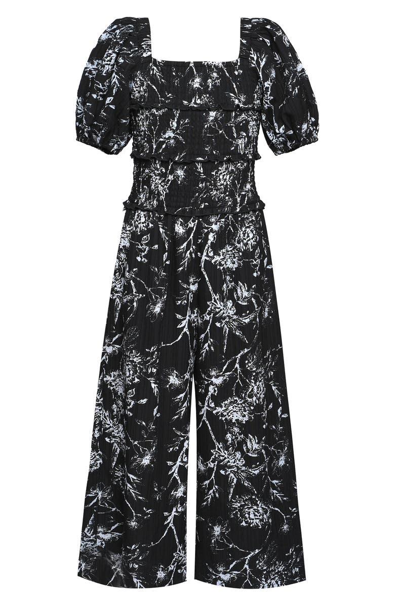 Truly Me Kids' Print Jumpsuit, Main, color, Black White Floral