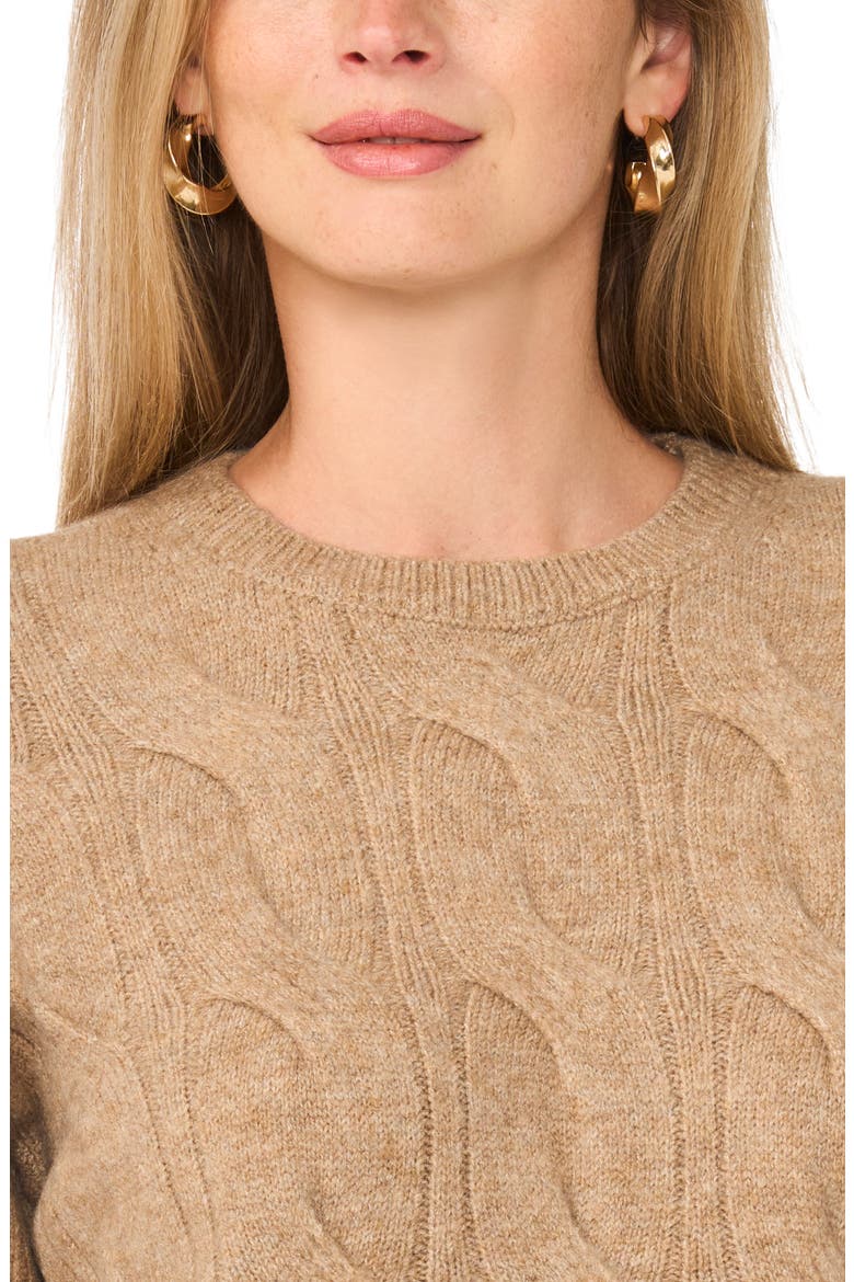 Cable Crewneck Sweater, Alternate, color, TAUPE