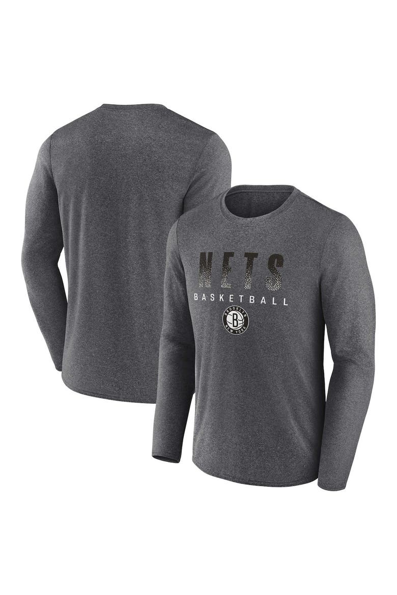 Men's Fanatics Branded Heathered Charcoal Brooklyn Nets Where Legends Play Iconic Practice Long Sleeve T-Shirt, Main, color, Heather Charcoal
