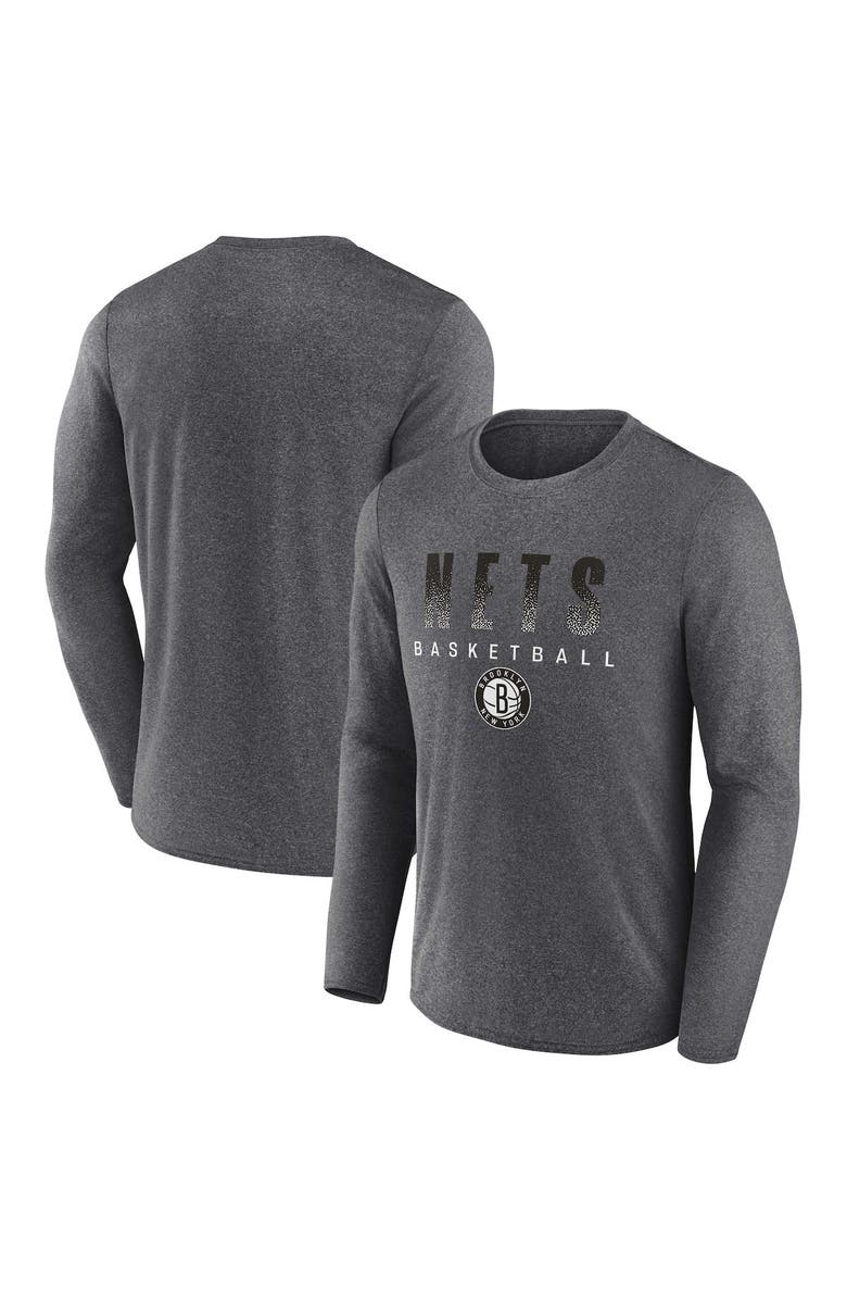 FANATICS Men's Fanatics Branded Heathered Charcoal Brooklyn Nets Where Legends Play Iconic Practice Long Sleeve T-Shirt, Main, color, Heather Charcoal