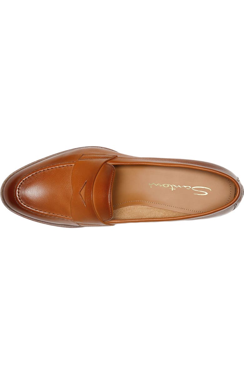 Santoni Leather Penny Loafer, Alternate, color, Brown