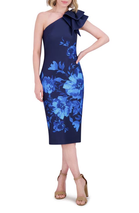 Ruffle One-Shoulder Cocktail Dress