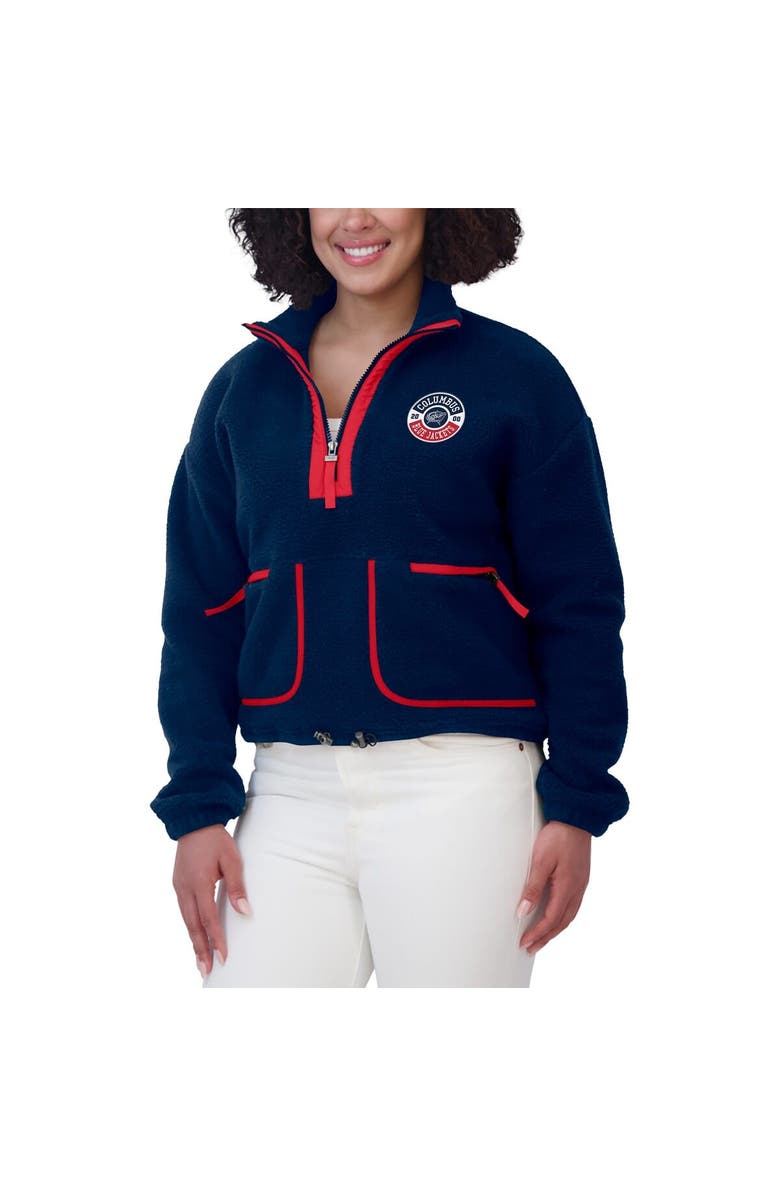 WEAR by Erin Andrews Women's WEAR by Erin Andrews Navy Columbus Blue Jackets Polar Fleece Half-Zip Jacket, Alternate, color,