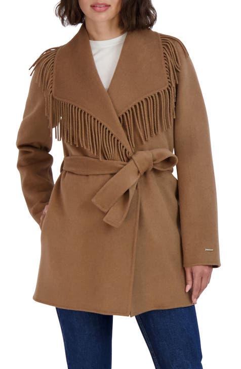 Frankie Fringe Collar Wool Blend Coat