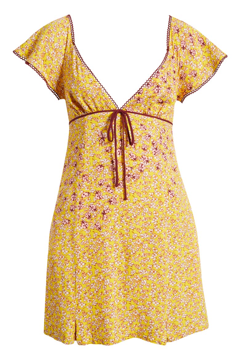 Backroads Floral Flutter Sleeve Mini Sundress, Alternate, color, DANDELION COMBO