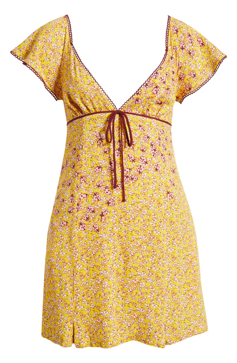 Free People Backroads Floral Flutter Sleeve Mini Sundress, Alternate, color, Dandelion Combo