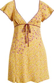 Free People Backroads Floral Flutter Sleeve Mini Sundress