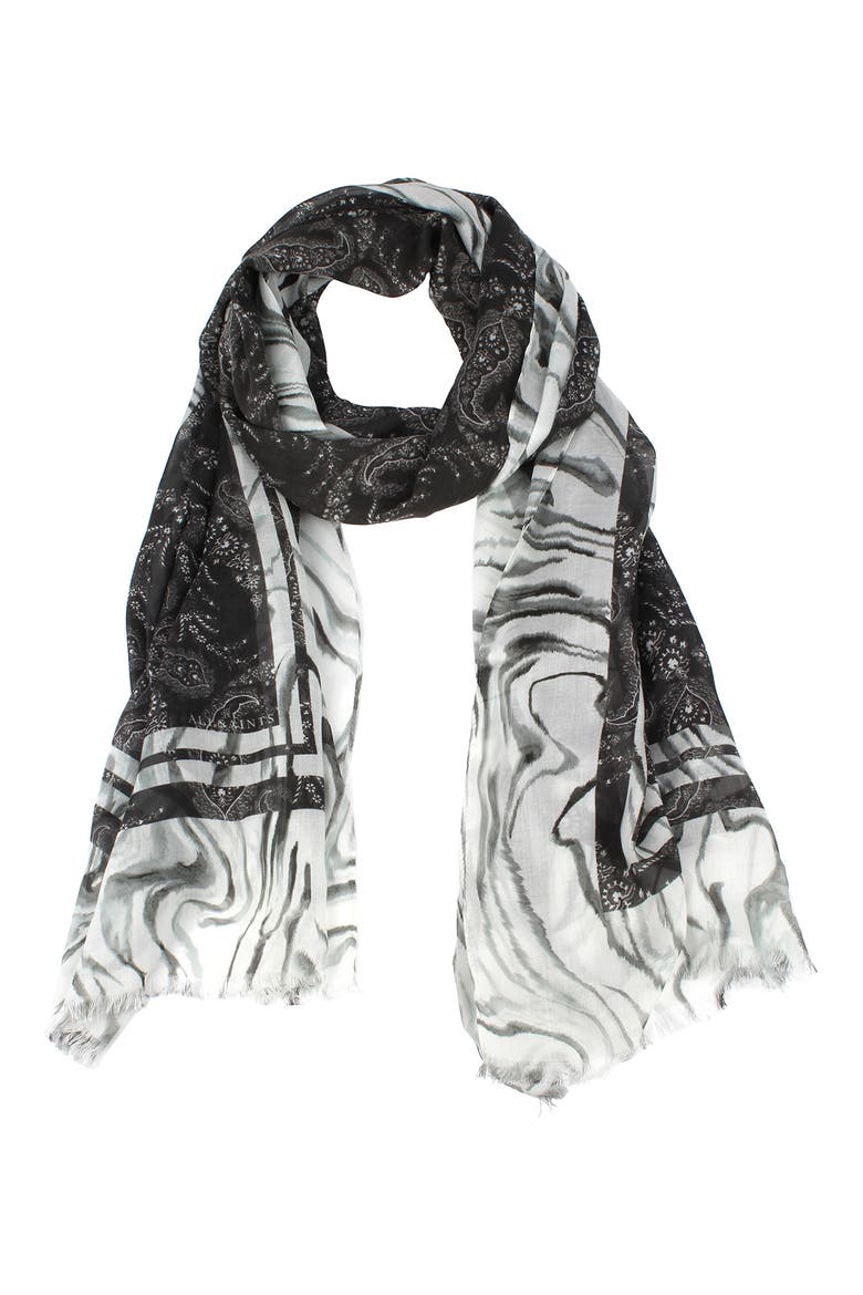 Rosey Paisley Scarf, Alternate, color, BLACK
