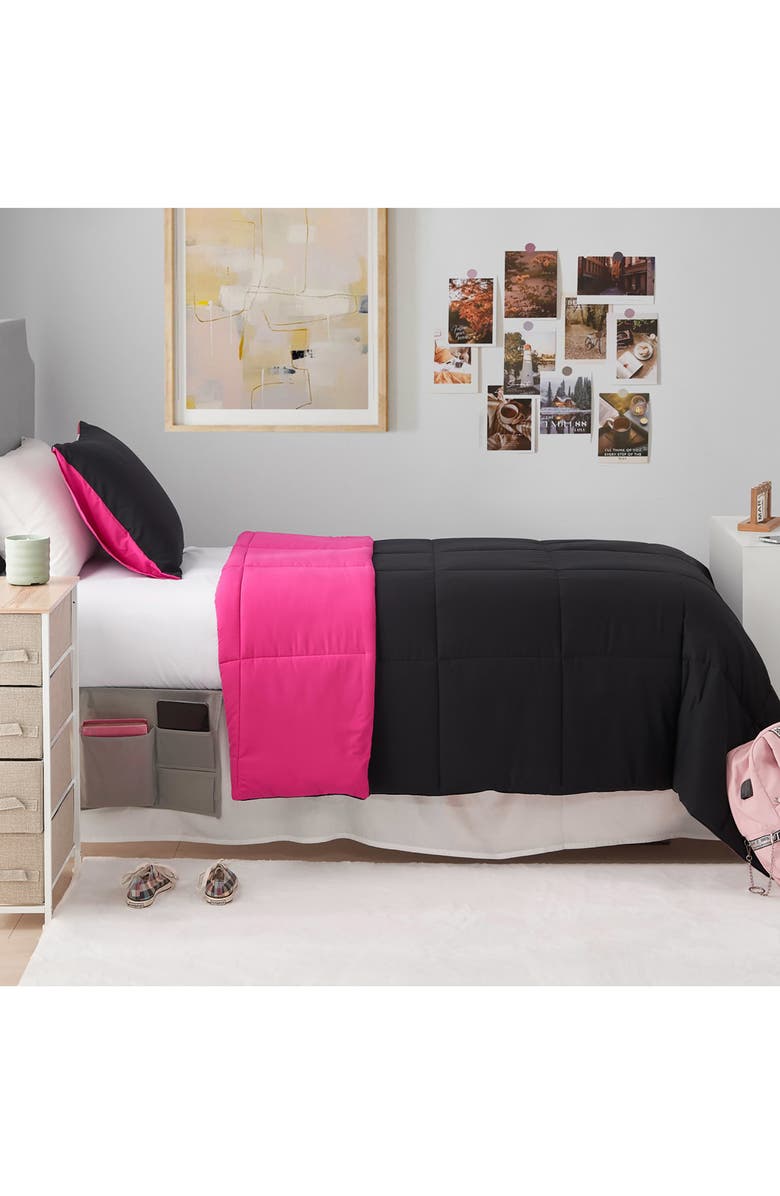 The Sheet Lab Reversible Comforter Set, Alternate, color, Black/ Hot Pink