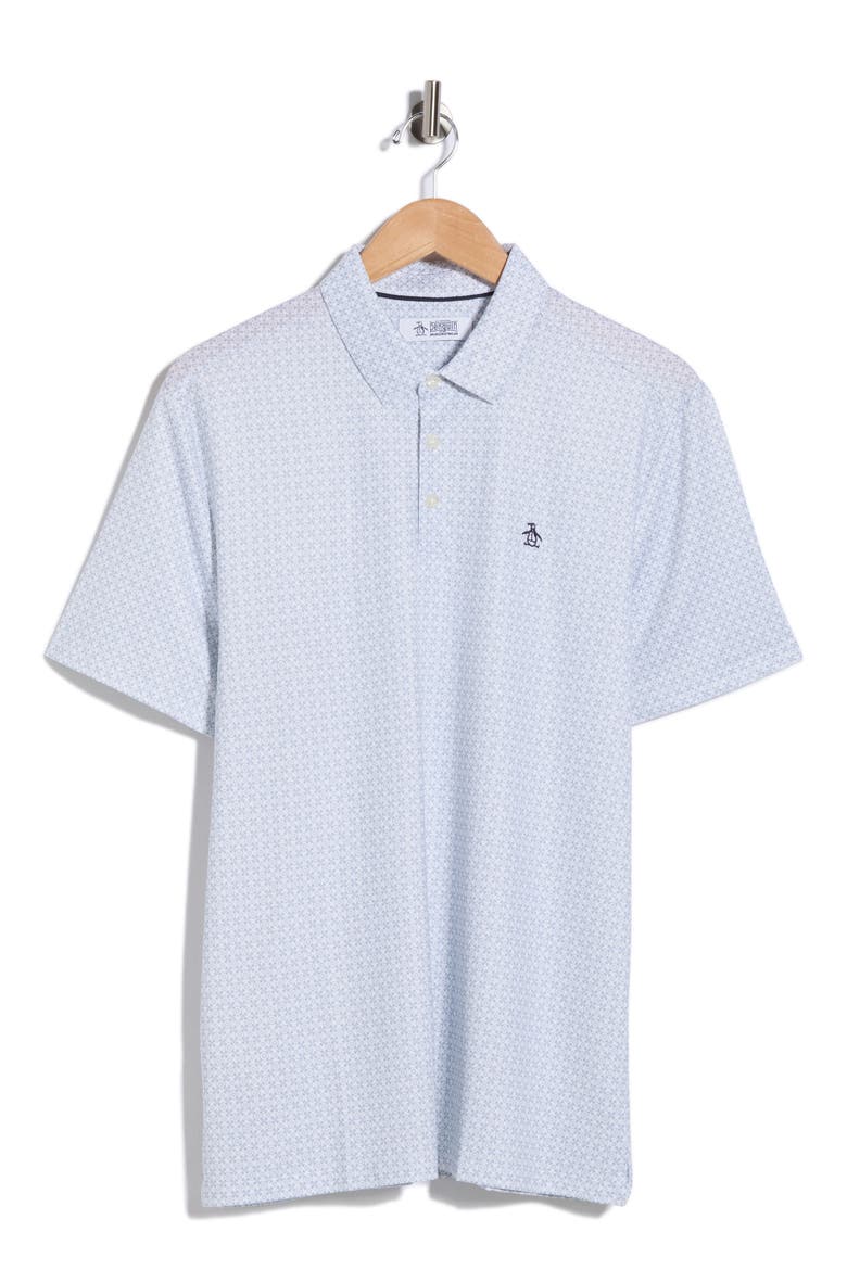 Micro Floral Geo Print Polo, Alternate, color, BRIGHT WHITE
