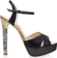 Freya Rose Cleopatra Noir Ankle Strap Pearl Heel Sandal