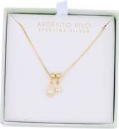 Argento Vivo Sterling Silver Double Cubic Zirconia Teardrop Pendant Necklace