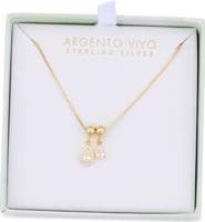 Argento Vivo Sterling Silver Double Cubic Zirconia Teardrop Pendant Necklace