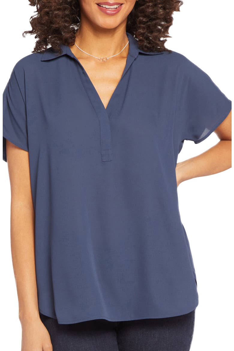 Becky Split Neck Woven Top, Main, color, OXFORD NAVY