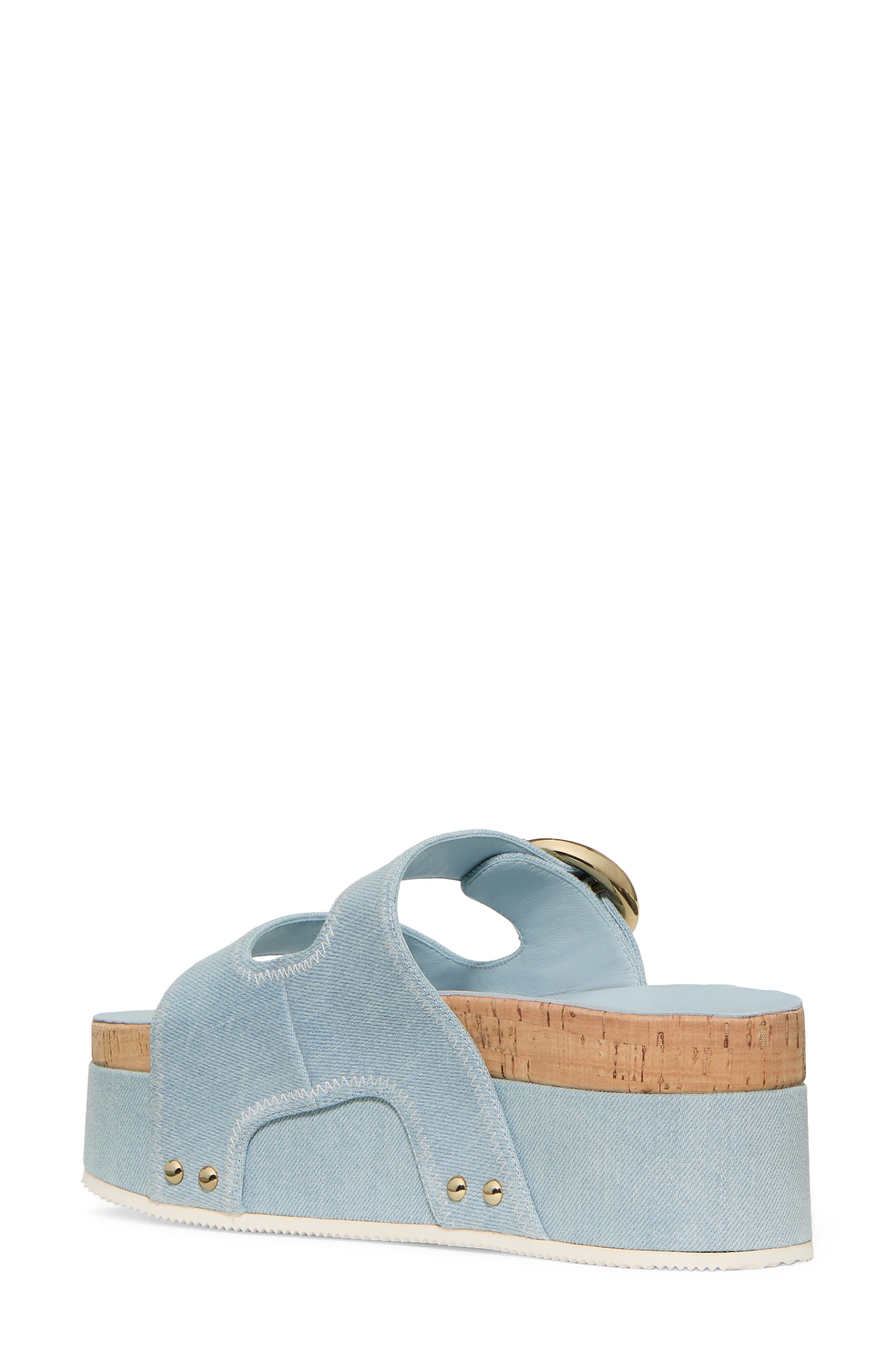 Kate Spade New York two-strap denim platform sandal, Alternate, color, Extra Light Denim