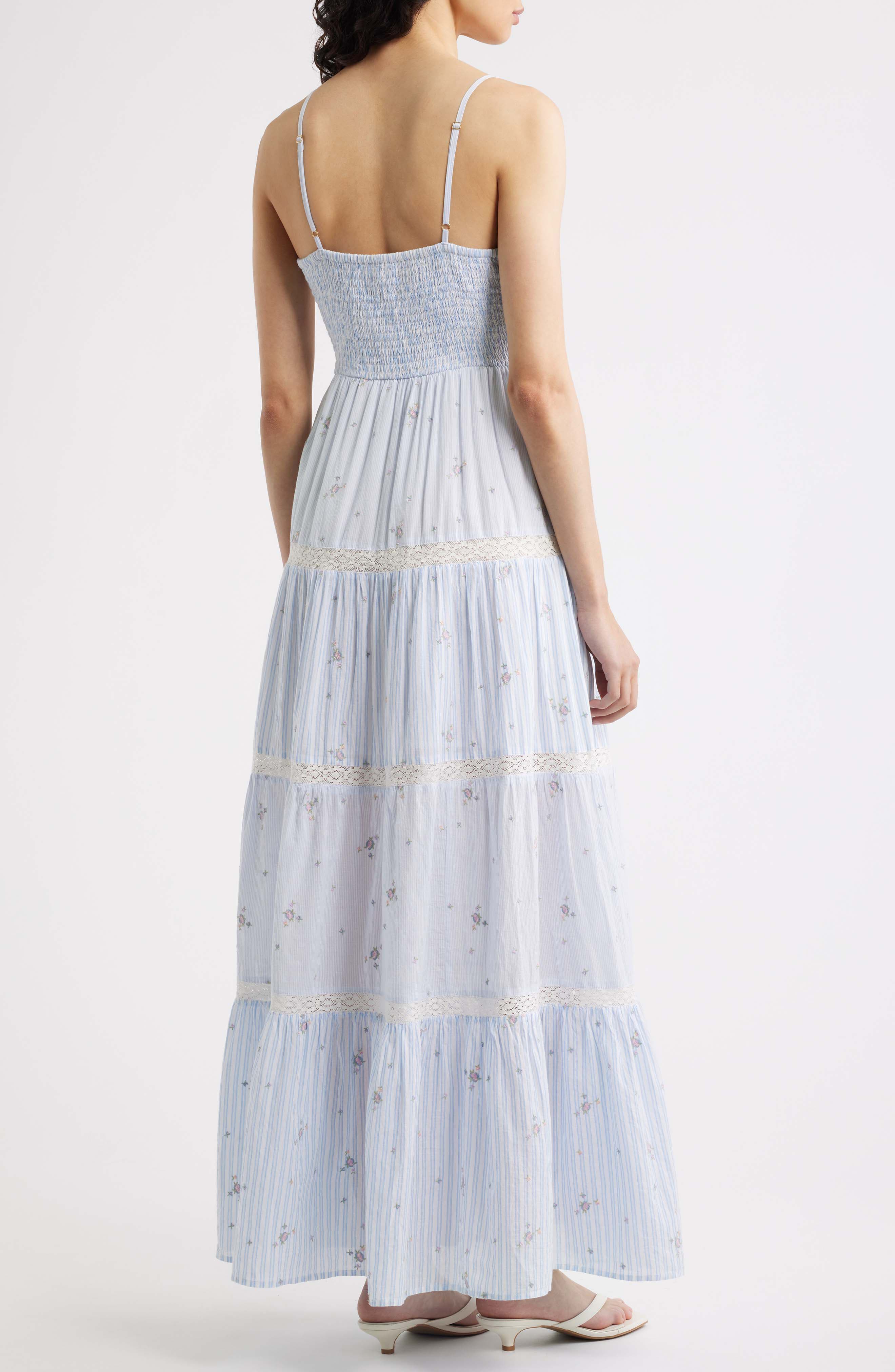 Story Floral Mixed Stripe Cotton Maxi Dress - image 2