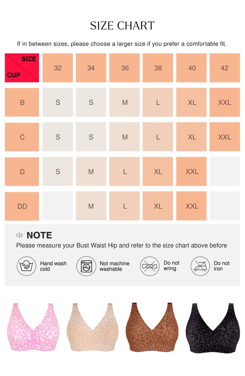 Popilush Seamless Wireless Jelly Leopard Contour Minimizer Support Bra, Alternate, color, Caramel