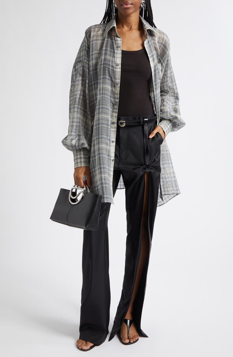 Coperni Suspended Leg Tailored Straight Leg Wool Pants, Alternate, color, Black