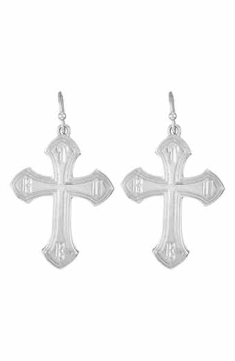 True Religion Logo Cross Drop Earrings