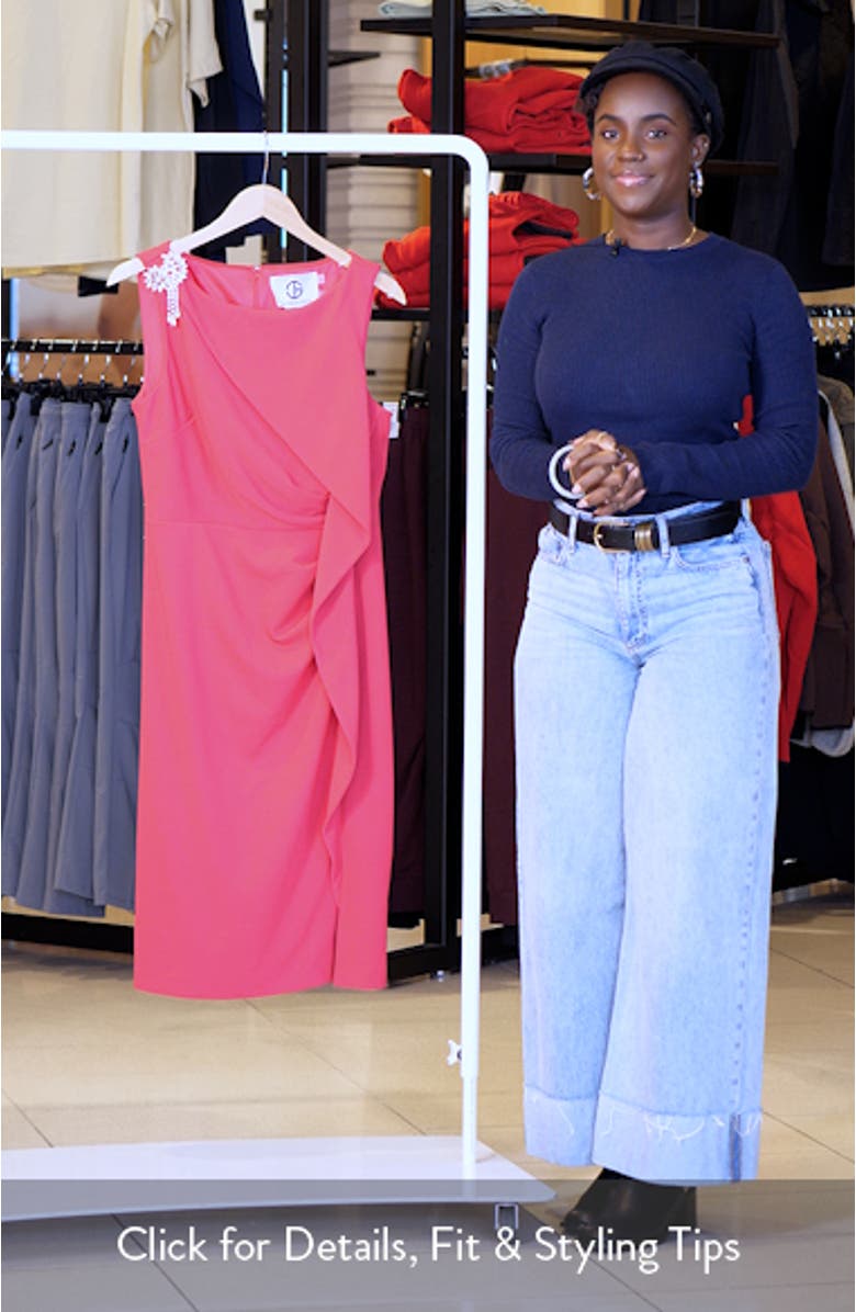 Fern Crystal Detail Cascade Ruffle Crepe Cocktail Midi Dress, sales video thumbnail