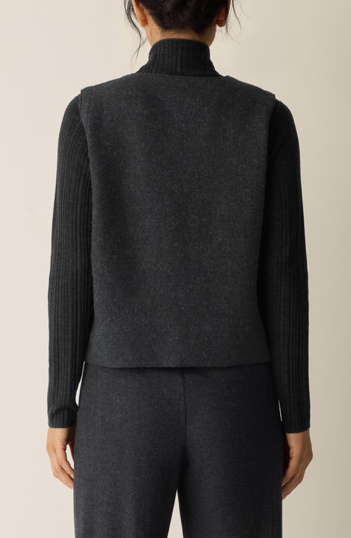 Eileen Fisher Pocket Wool Felted Cardigan In Black