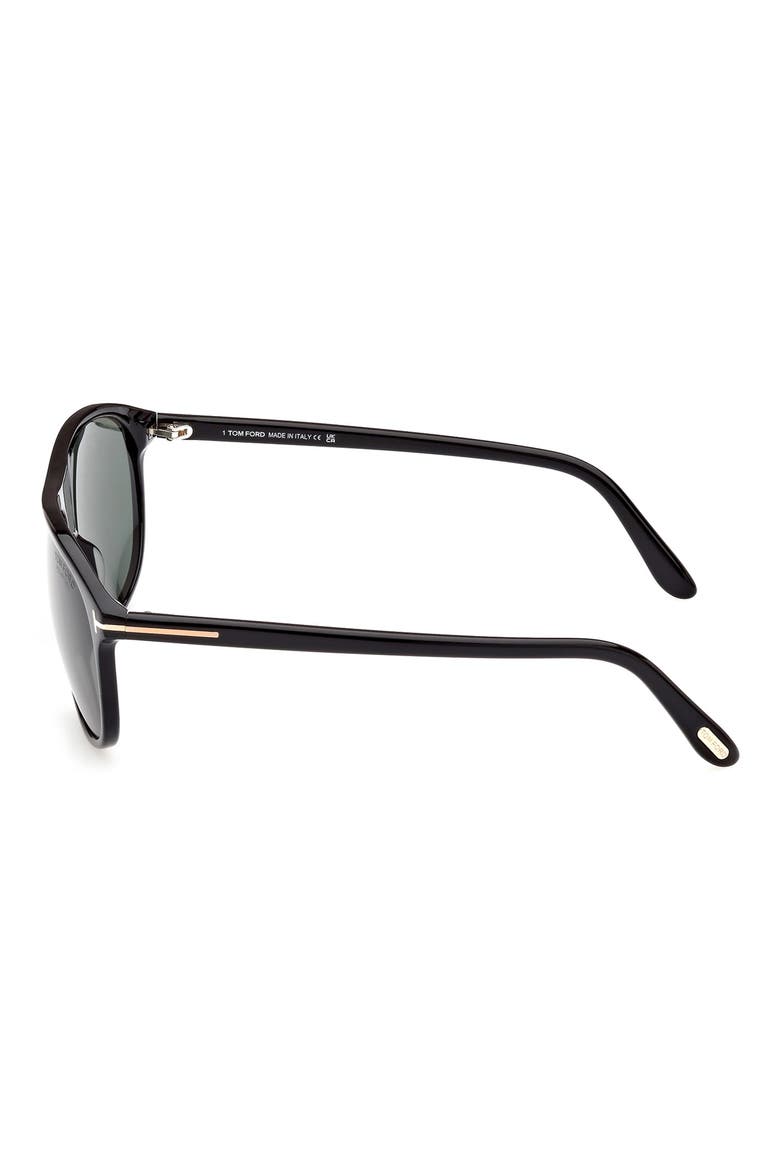 Prescott 60mm Square Polarized Sunglasses, Alternate, color, SHINY BLACK/ LOGO/ GREEN