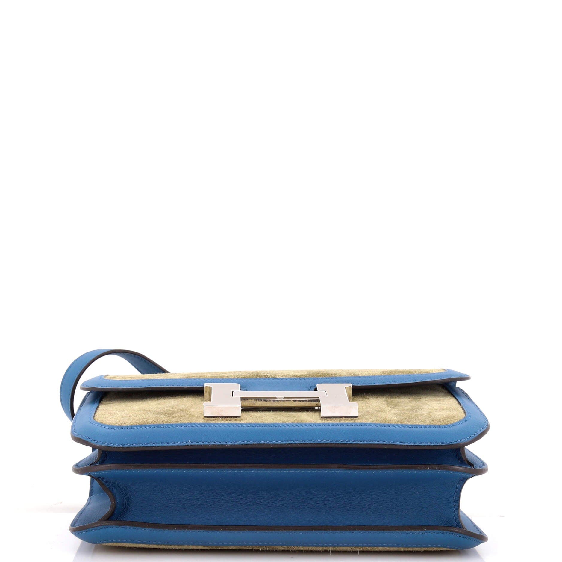 Pre-Owned Hermes Constance Bag Doblis Suede with Swift 23, Alternate, color, Bleu De Galice